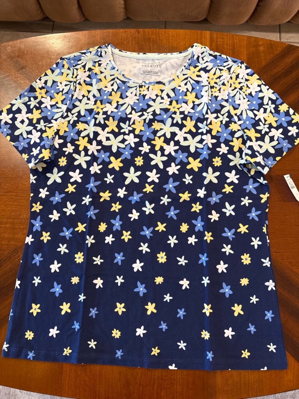 Talbots “The Talbots Tee” Women’s Navy Blue Floral Short-Sleeve Tee NWT